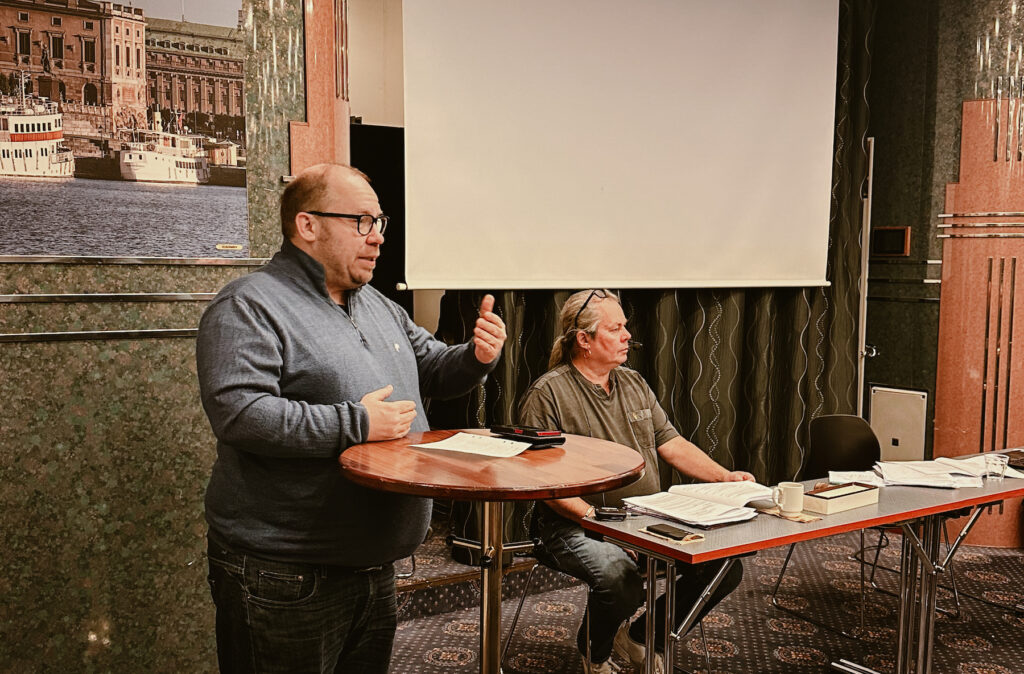 Jonas Franzén talar på förbundsmötet 2025.